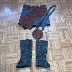 Chapati Women's Wool Skirt and Brocade Set